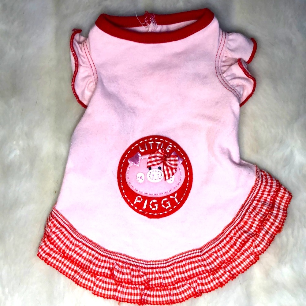 Dog ❤️ Pink and Red Dog Dress xtra small